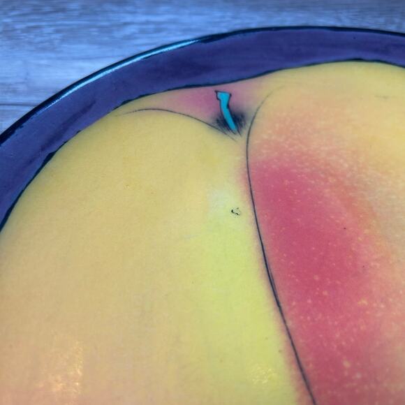 Rainbow Gate Signed Apricot Fruit Plate Hand Painted Ceramic 10.5” Vintage - Picture 2 of 8